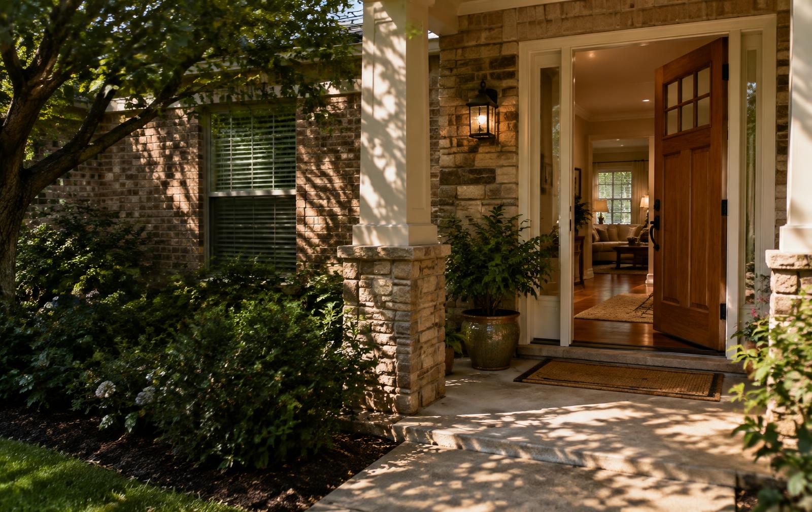 An open front door of a welcoming home